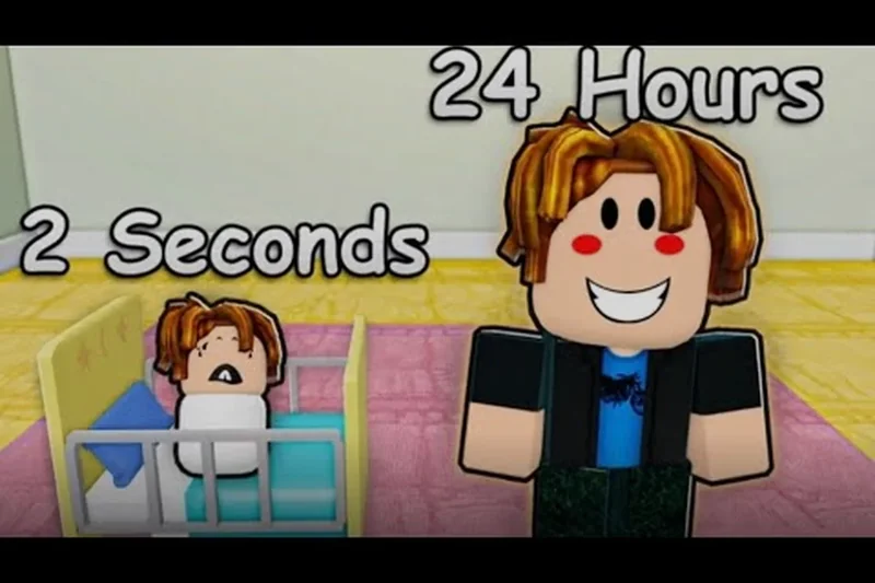 婴儿在婴儿床旁显示 2 Seconds 和 24 Hours 的成长时间提示